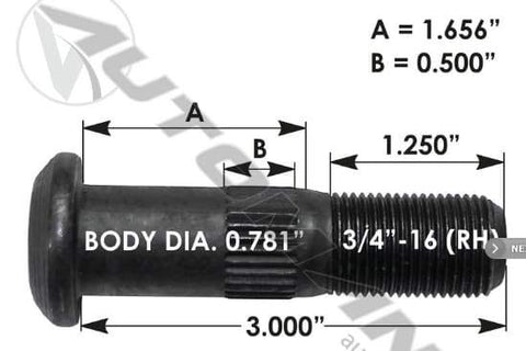 E-10206R-Serrated Wheel Stud, (product_type), (product_vendor) - Nick's Truck Parts