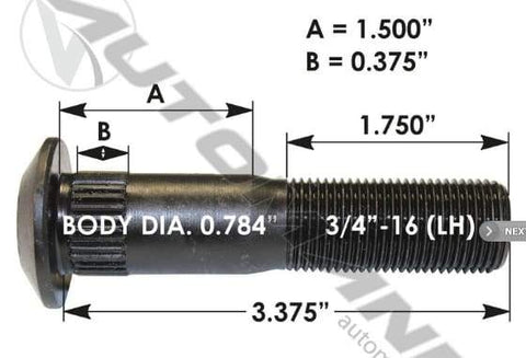 E-10208L-Serrated Wheel Stud, (product_type), (product_vendor) - Nick's Truck Parts