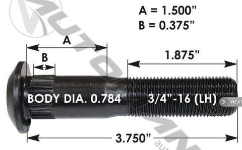 E-10210L-Serrated Wheel Stud, (product_type), (product_vendor) - Nick's Truck Parts