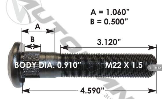E-10216-Metric Serrated Stud, (product_type), (product_vendor) - Nick's Truck Parts