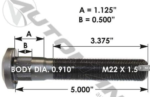 E-10217-Metric Serrated Stud, (product_type), (product_vendor) - Nick's Truck Parts