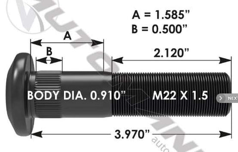 E-10218-Metric Serrated Stud, (product_type), (product_vendor) - Nick's Truck Parts