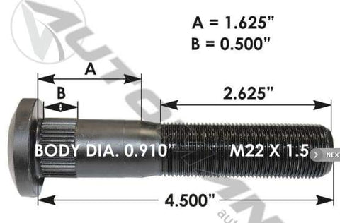 E-10219-Metric Serrated Stud, (product_type), (product_vendor) - Nick's Truck Parts