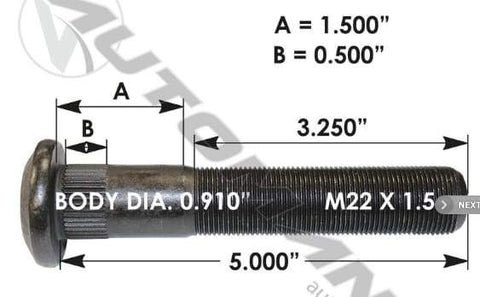 E-10220-Metric Serrated Stud, (product_type), (product_vendor) - Nick's Truck Parts