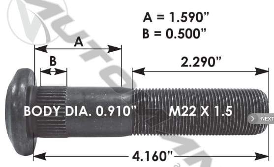 E-10223-Metric Serrated Stud, (product_type), (product_vendor) - Nick's Truck Parts