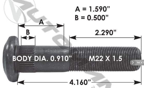 E-10223-Metric Serrated Stud, (product_type), (product_vendor) - Nick's Truck Parts