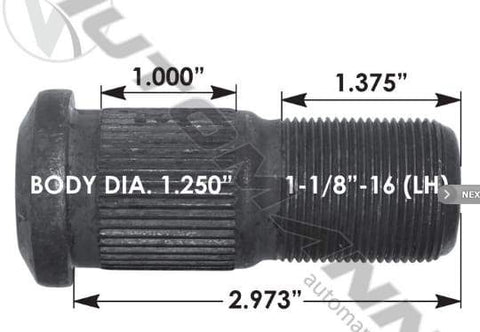 E-10224L-Serrated Wheel Stud, (product_type), (product_vendor) - Nick's Truck Parts