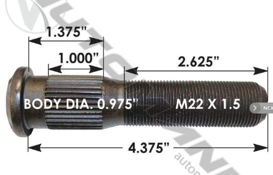 E-10241-Metric Serrated Stud, (product_type), (product_vendor) - Nick's Truck Parts