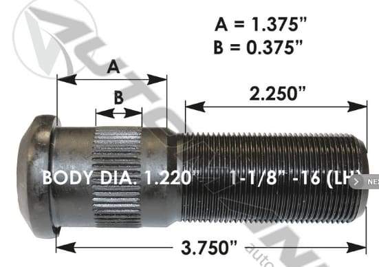 E-10249L-Serrated Wheel Stud, (product_type), (product_vendor) - Nick's Truck Parts