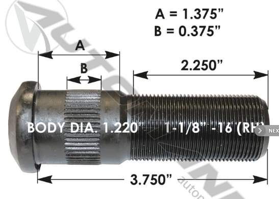 E-10249R-Serrated Wheel Stud, (product_type), (product_vendor) - Nick's Truck Parts