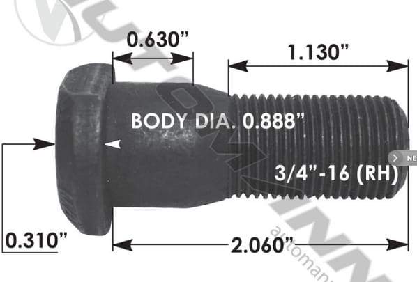 E-10258R-D Head Stud, (product_type), (product_vendor) - Nick's Truck Parts