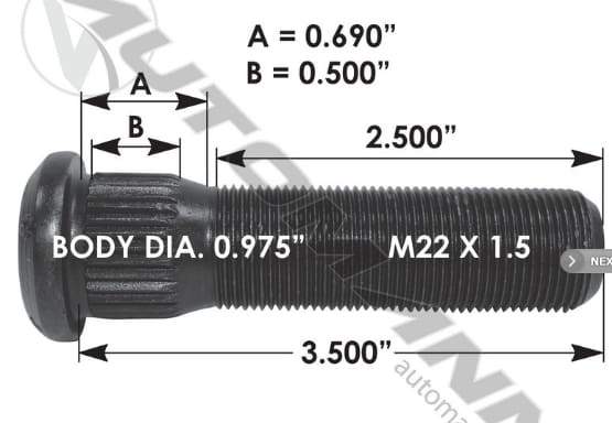 E-10675-Metric Serrated Stud, (product_type), (product_vendor) - Nick's Truck Parts