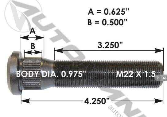 E-10676-Metric Serrated Stud, (product_type), (product_vendor) - Nick's Truck Parts