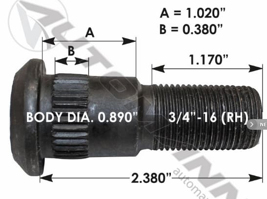 E-11659R-Serrated Wheel Stud, (product_type), (product_vendor) - Nick's Truck Parts