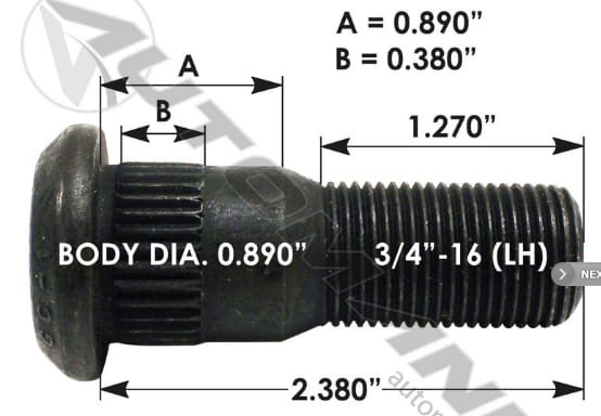 E-11661L-Serrated Wheel Stud, (product_type), (product_vendor) - Nick's Truck Parts