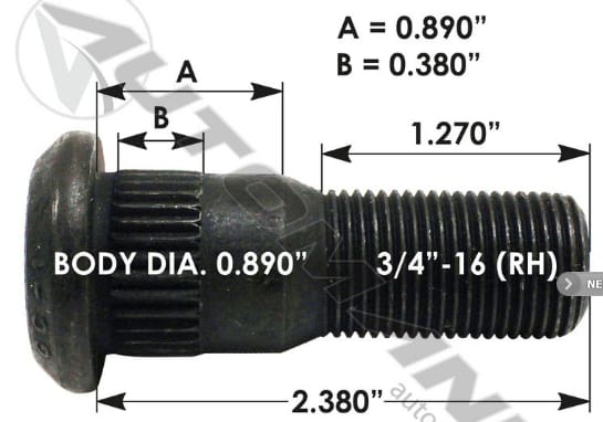 E-11661R-Serrated Wheel Stud, (product_type), (product_vendor) - Nick's Truck Parts