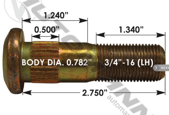 E-11667L-Serrated Wheel Stud, (product_type), (product_vendor) - Nick's Truck Parts