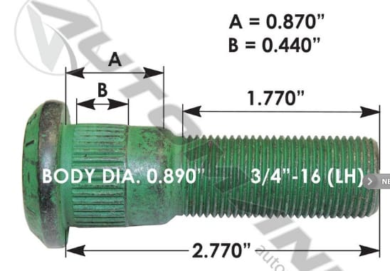 E-11678L-Serrated Wheel Stud, (product_type), (product_vendor) - Nick's Truck Parts