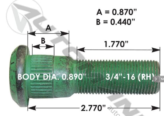 E-11678R-Serrated Wheel Stud, (product_type), (product_vendor) - Nick's Truck Parts