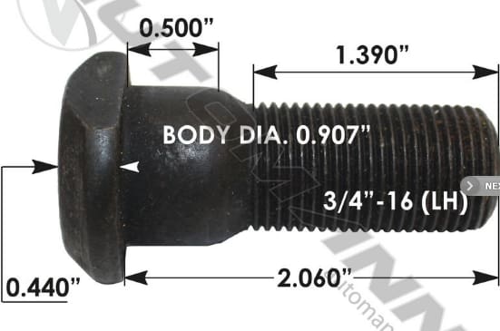 E-11685L-Clipped Head Stud, (product_type), (product_vendor) - Nick's Truck Parts