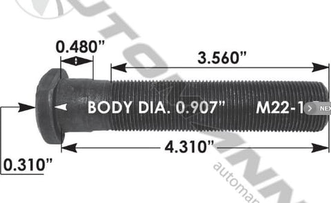 E-11692-Metric Clipped Head Stud, (product_type), (product_vendor) - Nick's Truck Parts