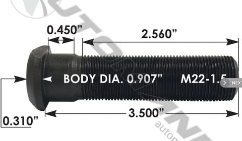 E-11693-Metric Clipped Head Stud, (product_type), (product_vendor) - Nick's Truck Parts