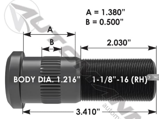 E-11696R-Serrated Wheel Stud, (product_type), (product_vendor) - Nick's Truck Parts