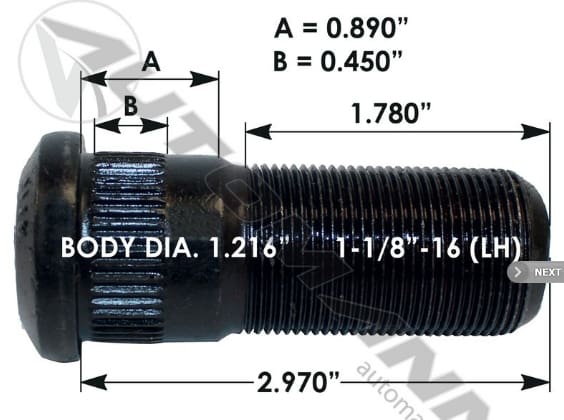 E-11697L-Serrated Wheel Stud, (product_type), (product_vendor) - Nick's Truck Parts