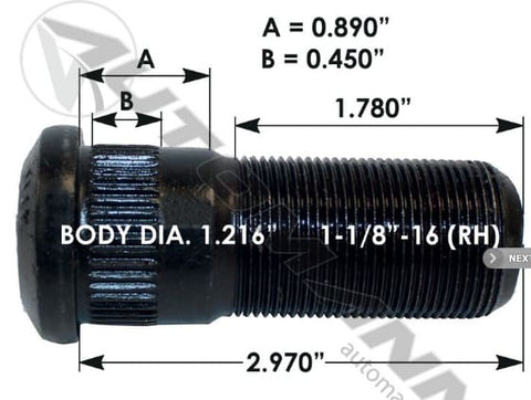 E-11697R-Serrated Wheel Stud, (product_type), (product_vendor) - Nick's Truck Parts