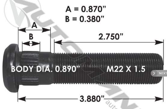 E-11701-Metric Serrated Stud, (product_type), (product_vendor) - Nick's Truck Parts