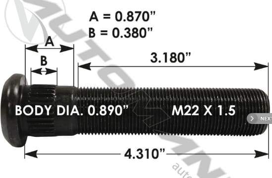 E-11702-Metric Serrated Stud, (product_type), (product_vendor) - Nick's Truck Parts