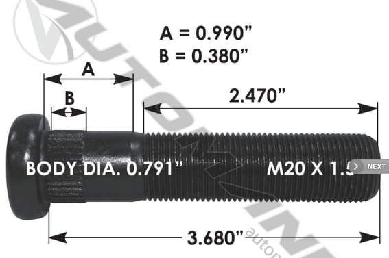 E-11703-Metric Serrated Stud, (product_type), (product_vendor) - Nick's Truck Parts