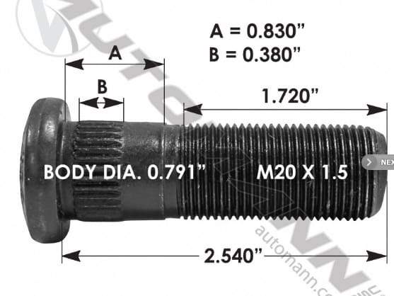 E-11704-Metric Serrated Stud, (product_type), (product_vendor) - Nick's Truck Parts