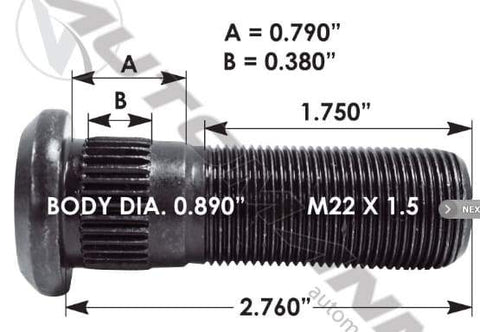 E-11708-Metric Serrated Stud, (product_type), (product_vendor) - Nick's Truck Parts