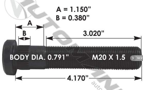 E-11709-Metric Serrated Stud, (product_type), (product_vendor) - Nick's Truck Parts