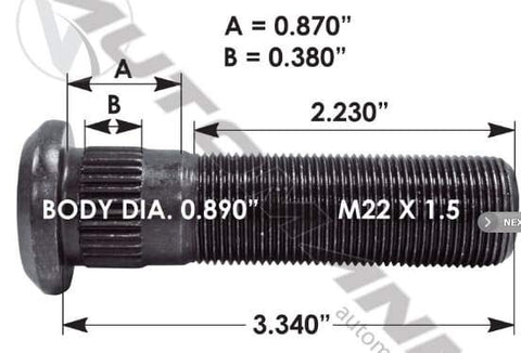 E-11710-Metric Serrated Stud, (product_type), (product_vendor) - Nick's Truck Parts