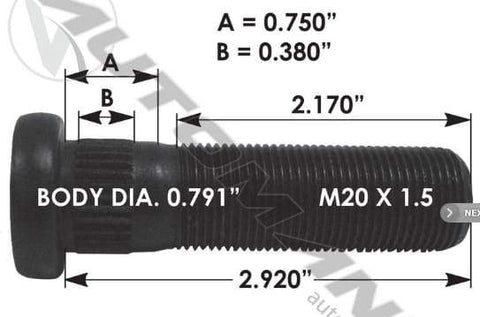 E-11712-Metric Serrated Stud, (product_type), (product_vendor) - Nick's Truck Parts