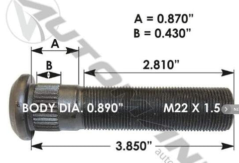 E-11713-Metric Serrated Stud, (product_type), (product_vendor) - Nick's Truck Parts