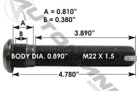 E-11715-Metric Serrated Stud, (product_type), (product_vendor) - Nick's Truck Parts