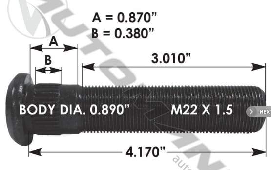 E-11716-Metric Serrated Stud, (product_type), (product_vendor) - Nick's Truck Parts