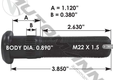 E-11717-Metric Serrated Stud, (product_type), (product_vendor) - Nick's Truck Parts