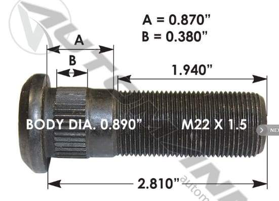 E-11718-Metric Serrated Stud, (product_type), (product_vendor) - Nick's Truck Parts