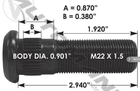 E-11719-Metric Serrated Stud, (product_type), (product_vendor) - Nick's Truck Parts