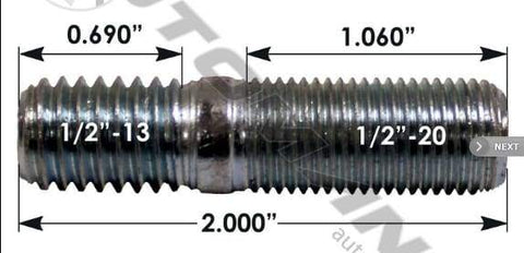 E-4942-Drive Flange Stud, (product_type), (product_vendor) - Nick's Truck Parts