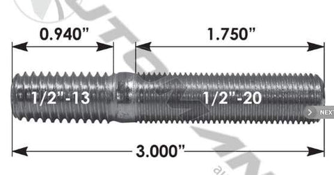 E-4946-Drive Flange Stud, (product_type), (product_vendor) - Nick's Truck Parts