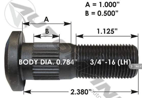 E-4964L-Serrated Wheel Stud, (product_type), (product_vendor) - Nick's Truck Parts