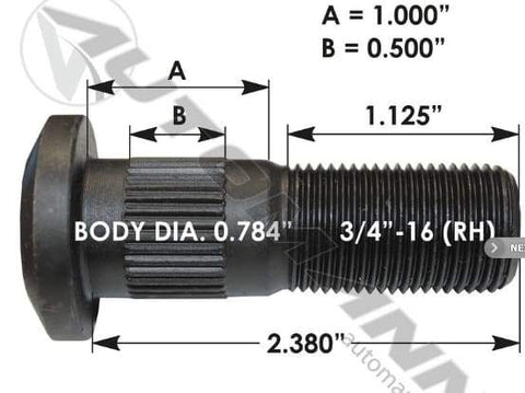 E-4965R-Serrated Wheel Stud, (product_type), (product_vendor) - Nick's Truck Parts