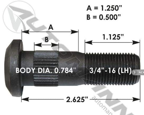 E-4966L-Serrated Wheel Stud, (product_type), (product_vendor) - Nick's Truck Parts