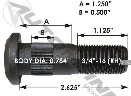 E-4966R-Serrated Wheel Stud, (product_type), (product_vendor) - Nick's Truck Parts