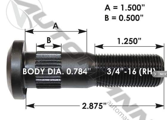 E-4967R-Serrated Wheel Stud, (product_type), (product_vendor) - Nick's Truck Parts